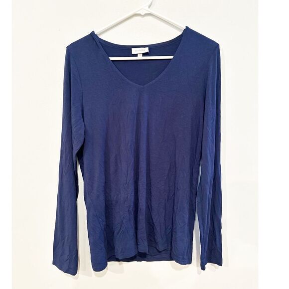 Kinross long sleeve v neck bamboo shirt navy blue - Picture 2 of 5